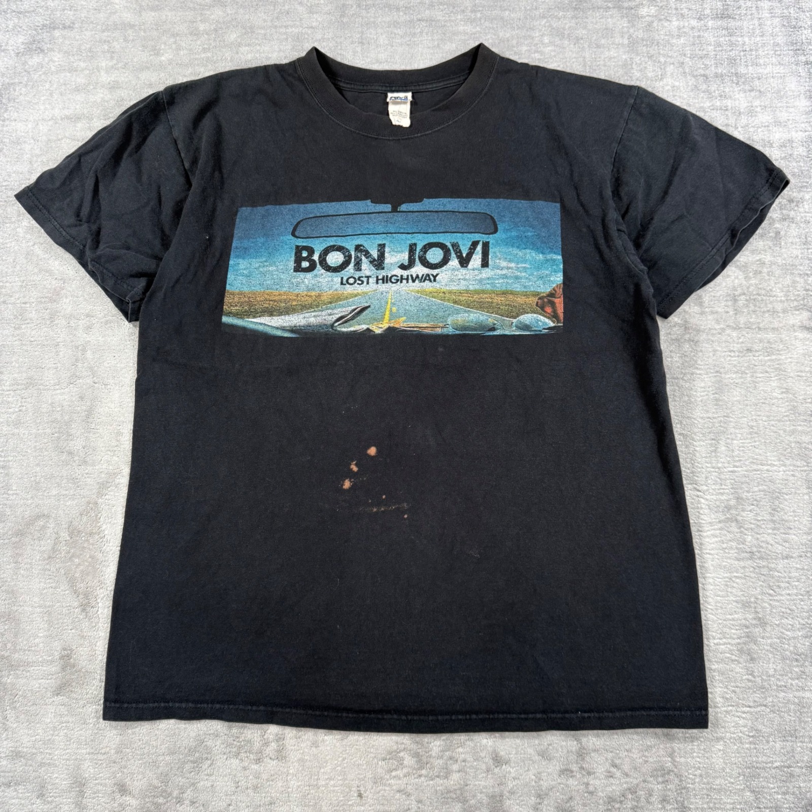 Bon Jovi Shirt Mens Large Black Y2k Lost Highway Graphic Rock Band Tour